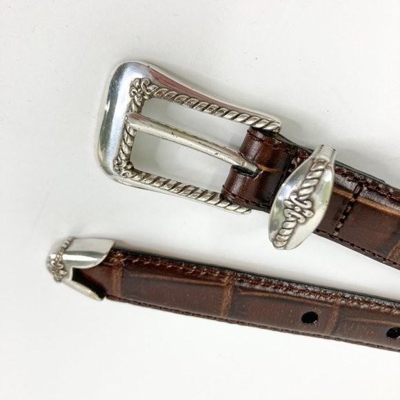 Vintage Brighton Leather Croc Embossed Western Artisan Belt Q6408 Size Small 28 - Picture 6 of 15